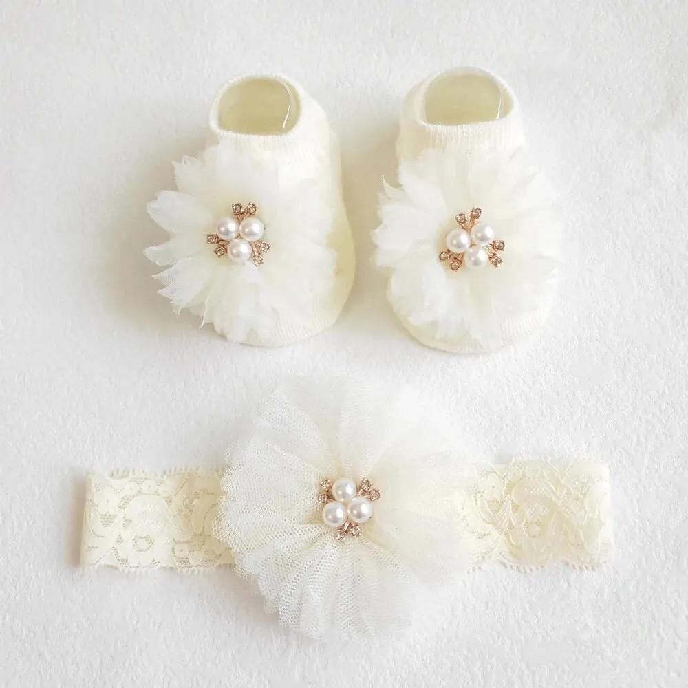 Anti Blister Sock - Schöne Perle Bögen Baby Stirnband Socken