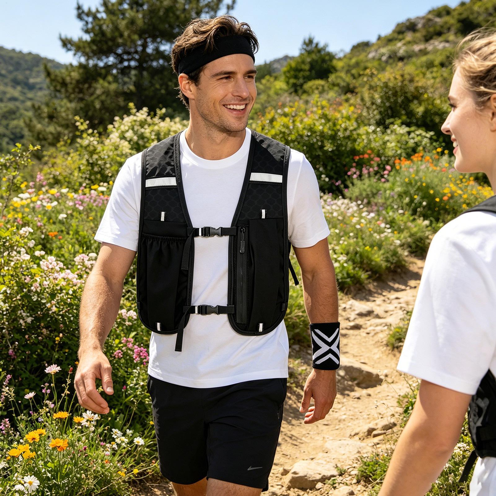 Running Gear Hydration - Lauf-Sicherheitsweste mit Trinkflaschenhalterung, Stirnband und Armbändern